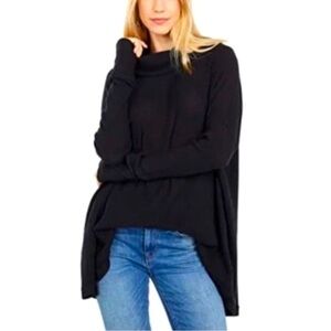FREE PEOPLE JUICY LONG SLEEVE COWL NECK TOP WOMEN COLOR BLACK SIZE S